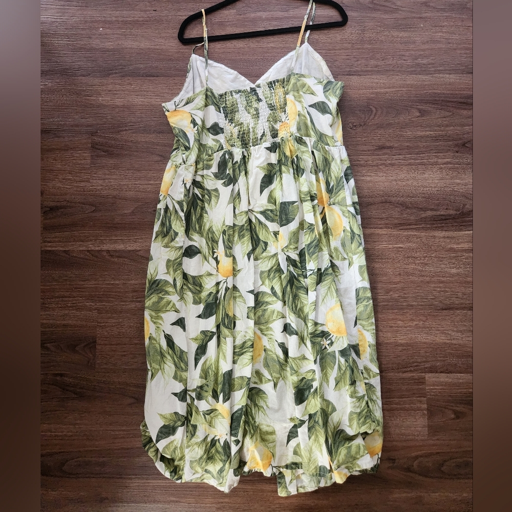 H&M White Sundress with Green Leaf and Yellow Lemon Print - Picture 2 of 10